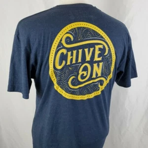 the CHIVE "Chive On" T-Shirt Mens Large Crew Blue Double Sided Cotton Blend - Picture 1 of 7