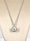 Vintage .925 Sterling Silver Soccer Ball Pendant & Diamond Cut Rope Chain 16"
