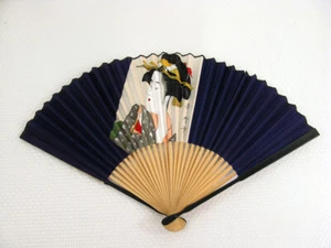 Vintage Hand Fan Geisha Sensu Folding Kimono Geisha Made in Japan handmade - Picture 1 of 9