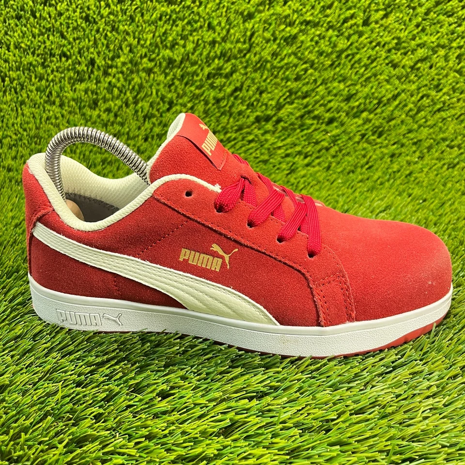 Puma Iconic Gamuza S1P Mujer Talla 7 Rojo Compuesto Puntera Zapatos de Seguridad Tenis Foto 1 de 4