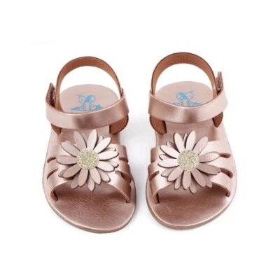 SANDÁLIAS BEBÊ MENINA OURO ROSA FLORAL PRIMAVERA VERÃO TAMANHO 12-18 MESES - Imagem 1 de 4