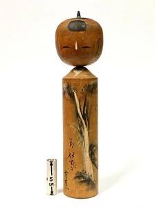 Japanese Kokeshi Doll Wooden Folk Art Carving Hand Painted Landscape Waterfall - Picture 1 of 12