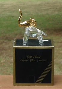 Unique Hand Crafted Gold Plated Crystal Glass Creations - Elephant Figurine - Picture 1 of 6