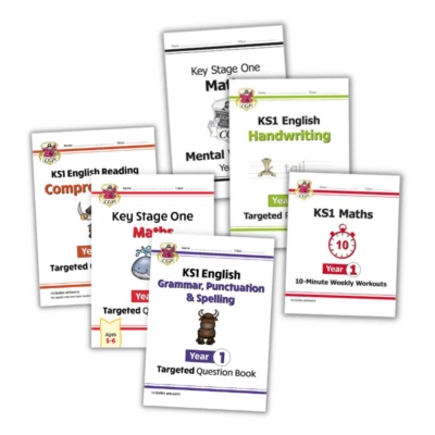 KS1 YEAR 1 TARGETED ENGLISH & MATHS 6 BOOK BUNDLE FOR AGES 6-7 - Image 1 of 4