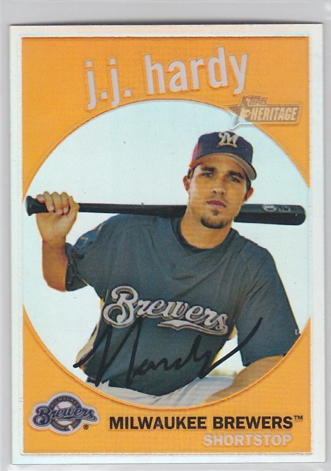 2008 Topps Heritage Chrome Refractor #C177 JJ Hardy Milwaukee Brewers  - Image 1 of 1