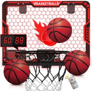 ZIZZ Indoor Basketball Hoop For Kids: Basketball Gifts For Boys 4-10 LED Light 5 - Picture 1 of 9