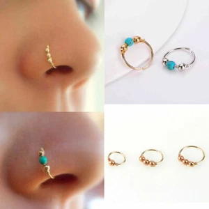 Nose Ring Small Thin Silver Hoop Steel 0.8mm Cartilage Piercing Tragus Helix AU - Picture 1 of 16