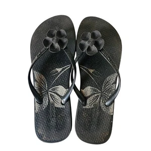 IPanema Grendene Womens Thongs Black Size AUS 10 EUR 41/42 Floral Detail - Picture 1 of 11