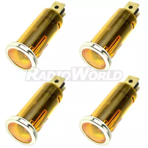 4 12v Small Chrome Bezel Amber Warning Illuminated Lamp Indicator - Picture 1 of 1
