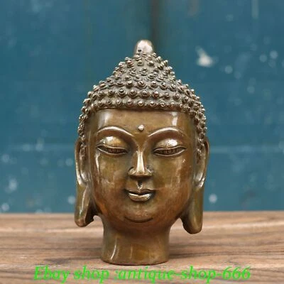 Old China Dynasty Brass Shakyamuni Shakyamuni Amitabha Buddha Head Bust Statue - Image 1 of 4