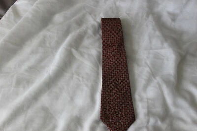 MARIO VALENTINO КРАСНЫЙ И СЕРЫЙ 100% ШЕЛК МУЖСКОЙ ГАЛСТУК СДЕЛАНО В США ВОСЬМИУГОЛЬНИКИ И КВАДРАТЫ - Изображение 1 из 3