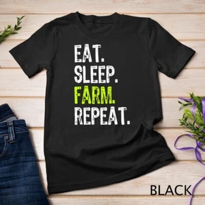 Camiseta Comer Dormir Granja Repetir Agricultor Agricultura Divertida Genial Regalo Unisex - Imagen 1 de 15