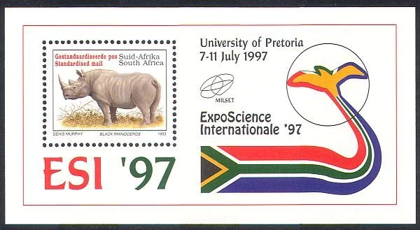 RSA/South Africa 1997 Rhino/Rhinoceros/Wildlife/Animals/Nature/Science m/s s3865 - Image 1 of 1