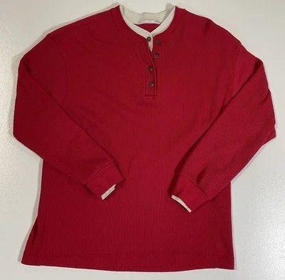 Vintage Double Layer Waffle Knit Henley Thermal Sz M Grunge Skater 90s - Image 1 of 4