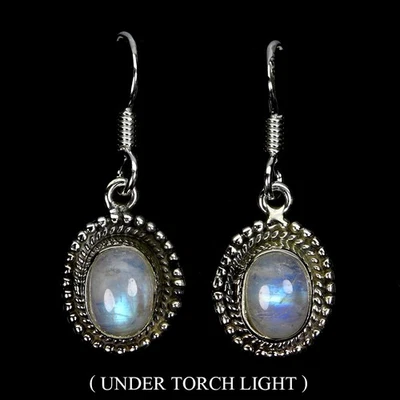 Black Friday 925 Sterling Silver Earrings Oval Moonstone 8x6mm Natural Jewelry - Image 1 of 4