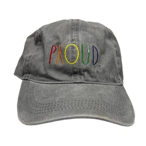 NWT NEW Rae Dunn Proud Pride LGBTQ Gray Hat Cap Rainbow Letters - Picture 1 of 6