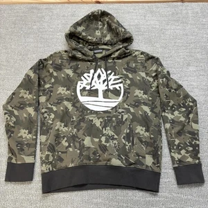 Timberland Hoodie Herren Medium Grün Camouflage Pullover Baum Logo Fleece Känguru - Bild 1 von 7