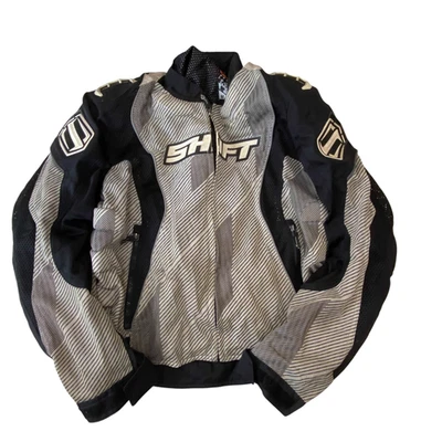 Chaqueta de moto Shift para hombre mediana blanca negra ligera protectora extraíble Foto 1 de 4