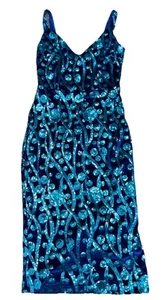 Tatyana Sequin Velvet Cocktail Dress Midi Pin Up Flirty Formal Bodycon Sz S - Picture 1 of 11