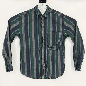 Vtg Gianni Versace Shirt Mens Large Green Striped Long Sleeve Button Up Wool - Picture 1 of 11