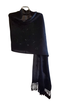 Stunning, Soft, and Warm Alpaca Wrap with Silk Embroidery - Image 1 of 4