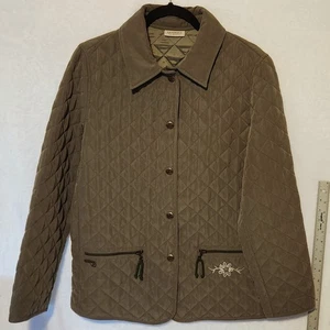 Landhaus Steppjacke Damen M olivgrün bestickt Reißverschlusstaschen Trachten - Bild 1 von 10