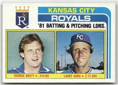 1982 TOPPS #96 ROYALS LEADERS GEORGE BRETT / LARRY GURA KANSAS CITY ROYALS - Image 1 of 2