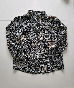 Izabel London Zebra Floral Print Shirt Blouse Size 12 Balloon Sleeve Smart BNWT - Picture 1 of 7