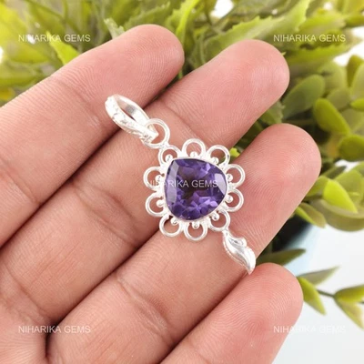 925 Argento Sterling Cuore Iolite Pietra Elegante Nuovo Anno Regalo Pendente - Immagine 1 di 4