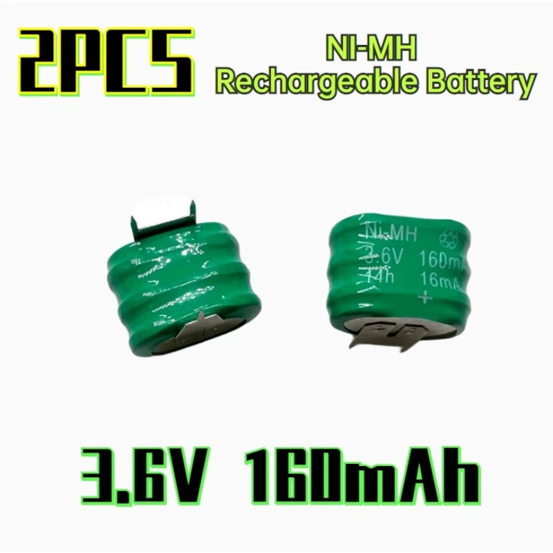 2PCS 3.6V160MAH Ni-MH Rechargeable Battery With 2 Pins/Tabs For PLC Data Backup - Image 1 of 4