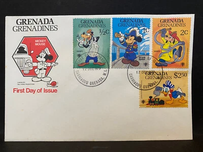 GRENADA GRENADINES, 1980s, DISNEY Cachet FDCs, First Day Covers - Image 1 of 2