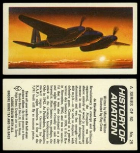 De Havilland Mosquito #25 History Of Aviation 1972 Brooke Bond Tea Card - Picture 1 of 1