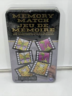 Spin Master Memory Match Jeu De Memories Game in Metal Tin Factory Sealed Age5+  - Image 1 of 2