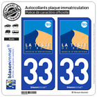 2 Stickers autocollant plaque immatriculation 33 La Teste-de-Buch - Ville