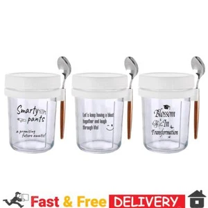 Overnight Oats Jars with Lid and Spoon Canning Jars 12 Oz Food Jars & Canisters - Picture 1 of 21