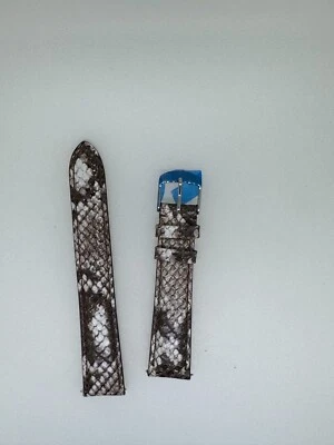 michele silver brown and white leather watch band strap 18MM x 16MM - Image 1 of 2