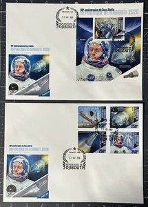 DJIBOUTI 2020 90th BIRTH OF BUZZ ALDRIN  APOLLO 11   (SET 2 FIRST DAY COVERS) - Picture 1 of 1