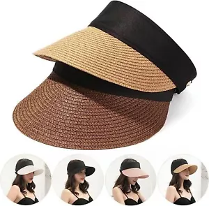 Womens Empty top Suncap Summer Foldable Portable Cap Visor Empty Cap For Women - Picture 1 of 16