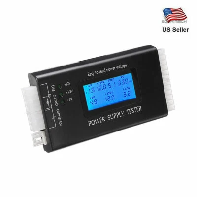 Power Supply PC LCD Tester 20/24 Pin 4 PSU ATX ITX BTX PCI-E SATA HDD - Image 1 of 4