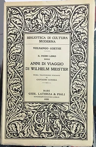 (Viaggi) W. Goethe - IL PRIMO LIBRO DEGLI ANNI DI VIAGGIO DI WILHELM MEISTER - Bild 1 von 1