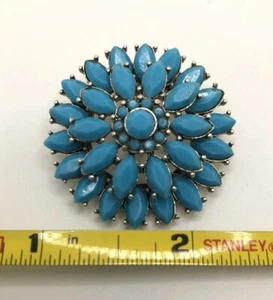 Runder Starburst Anhänger silberfarben Faux Türkis Western Southwestern Boho - Bild 1 von 8