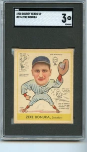 1938 Goudey Zeke Bonura Senadores de Washington #276 🚀😳💥 SGC Calificación 3 - Imagen 1 de 2