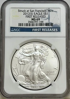2012S American Silver Eagle Struck at San Francisco Mint First Release NGC MS 69 - Image 1 of 4