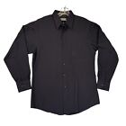 Van Heusen Men’s Fitted Black Wrinkle Free Satin Stripe Shirt Size 15 1/2 Medium