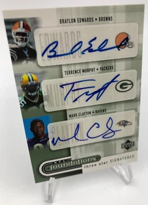 BRAYLON EDWARDS TRIPLE ROOKIE AUTO 2005 Foundations RARE/75 Card Mark Clayton - Picture 1 of 9