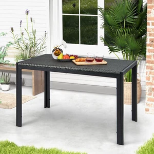 48'' Rectangular Rattan Patio Dining Table for 6 w/ Metal Frame - Picture 1 of 9