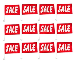 12 PACK CAR DEALER SUPPLIES Window Clip On Flags RED Sale Car Flag - Picture 1 of 5