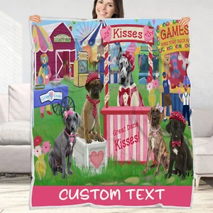 Great Dane Dog Blanket Personalized Throw Woven Fleece Sherpa Many Designs NWT - Picture 1 of 33