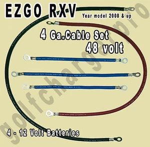 EZGO RXV Golf Cart 48 Volt 4 Gauge HEAVY DUTY Battery Cable Wiring Set - Picture 1 of 2