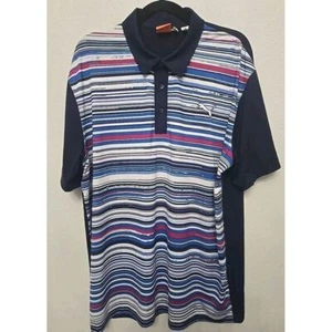 Puma Men's Large Golf Polo Shirt Performance Multicolor Striped Stretch EUC - Picture 1 of 8